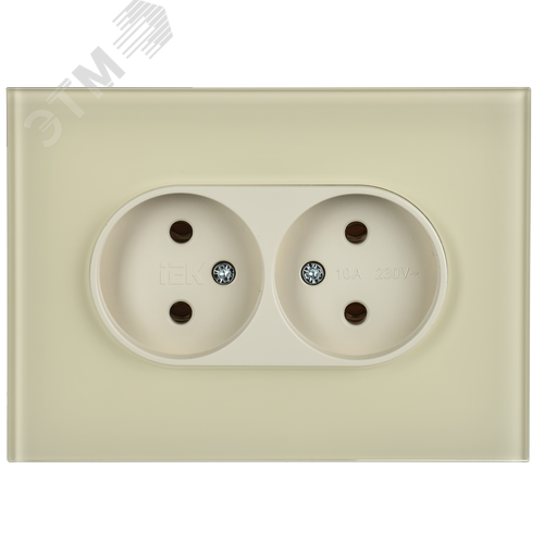 SKANDY Розетка 2-местная без заземления без защитных шторок для плоской вилки 10А SK-R03B стекло бежевый - фото 2