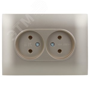 SKANDY Розетка 2-местная без заземления без защитных шторок 10А в сборе SK-R10Sh шампань IEK - фото 2
