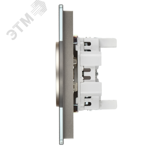 SKANDY Розетка 2-местная без заземления без защитных шторок для плоской вилки 10А SK-R03Sh стекло шампань - фото 4