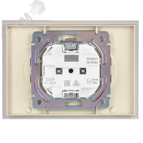 SKANDY Розетка 2-местная без заземления без защитных шторок для плоской вилки 10А SK-R03Sh стекло шампань - фото 5