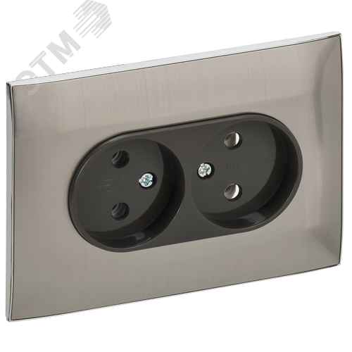 SKANDY Розетка 2-местная без заземления без защитных шторок 10А в сборе SK-R10N никель IEK - фото 1