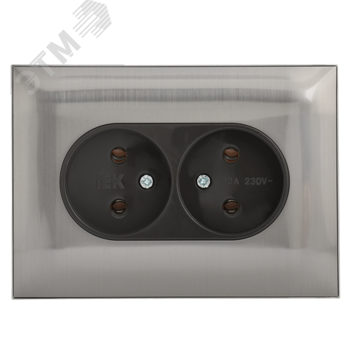 SKANDY Розетка 2-местная без заземления без защитных шторок 10А в сборе SK-R10N никель IEK - фото 3
