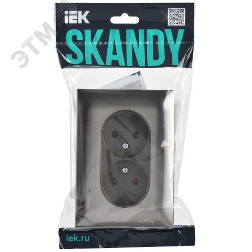 SKANDY Розетка 2-местная без заземления без защитных шторок 10А в сборе SK-R10N никель IEK - фото 2