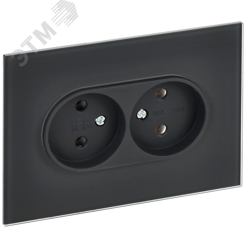SKANDY Розетка 2-местная без заземления без защитных шторок для плоской вилки 10А SK-R03G стекло графит - фото 1