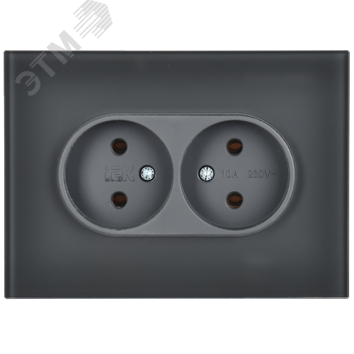 SKANDY Розетка 2-местная без заземления без защитных шторок для плоской вилки 10А SK-R03G стекло графит - фото 2
