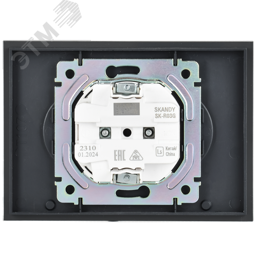 SKANDY Розетка 2-местная без заземления без защитных шторок для плоской вилки 10А SK-R03G стекло графит - фото 5