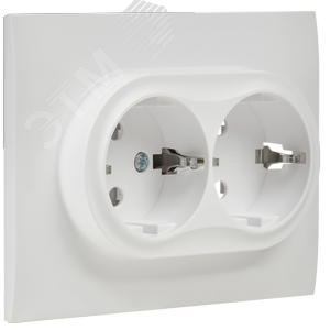 SKANDY Розетка 2-местная с заземлением без защитных шторок 16А в сборе SK-R08W арктический белый IEK - фото 3