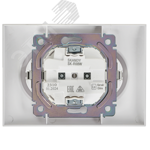 SKANDY Розетка 2-местная с заземлением без защитных шторок 16А в сборе SK-R08W арктический белый IEK - фото 5