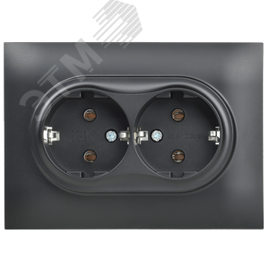 SKANDY Розетка 2-местная с заземлением без защитных шторок 16А в сборе SK-R08Bl черный IEK - фото 2