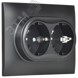 SKANDY Розетка 2-местная с заземлением без защитных шторок 16А в сборе SK-R08Bl черный IEK - фото 3