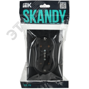 SKANDY Розетка 2-местная с заземлением без защитных шторок 16А в сборе SK-R08Bl черный IEK - фото 7