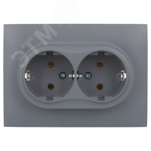 SKANDY Розетка 2-местная с заземлением без защитных шторок 16А в сборе SK-R08Gr серый IEK - фото 2