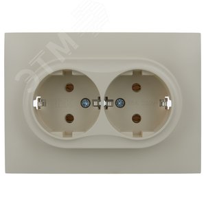 SKANDY Розетка 2-местная с заземлением без защитных шторок 16А в сборе SK-R08B бежевый IEK - фото 2