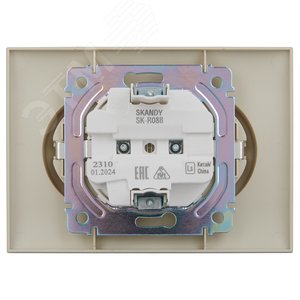 SKANDY Розетка 2-местная с заземлением без защитных шторок 16А в сборе SK-R08B бежевый IEK - фото 3