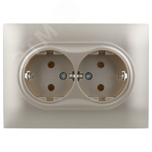 SKANDY Розетка 2-местная с заземлением без защитных шторок 16А в сборе SK-R08Sh шампань IEK - фото 2