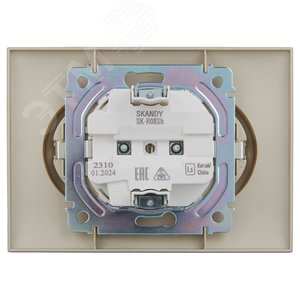 SKANDY Розетка 2-местная с заземлением без защитных шторок 16А в сборе SK-R08Sh шампань IEK - фото 3