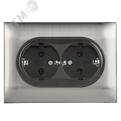 SKANDY Розетка 2-местная с заземлением без защитных шторок 16А в сборе SK-R08N никель IEK - фото 3