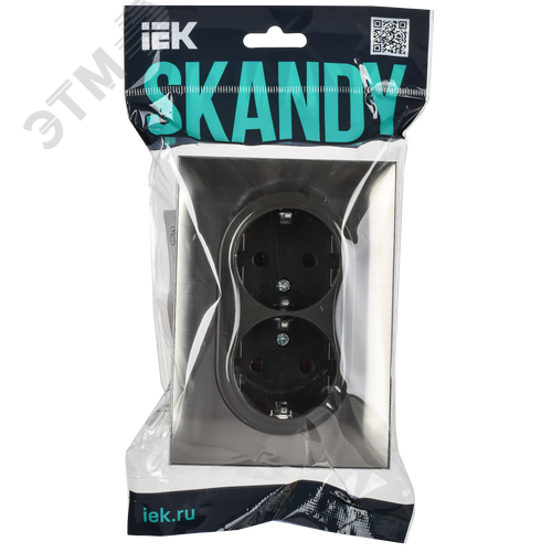 SKANDY Розетка 2-местная с заземлением без защитных шторок 16А в сборе SK-R08N никель IEK - фото 2