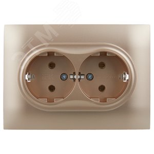 SKANDY Розетка 2-местная с заземлением без защитных шторок 16А в сборе SK-R08Sa песочный IEK - фото 2