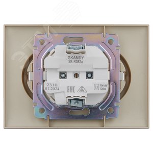 SKANDY Розетка 2-местная с заземлением без защитных шторок 16А в сборе SK-R08Sa песочный IEK - фото 3