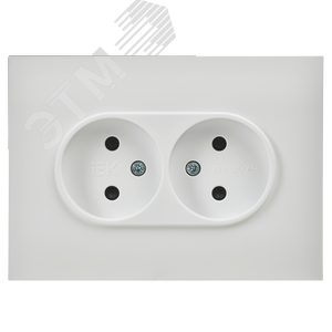SKANDY Розетка 2-местная без заземления с защитными шторками 10А в сборе SK-R09W арктический белый IEK - фото 2