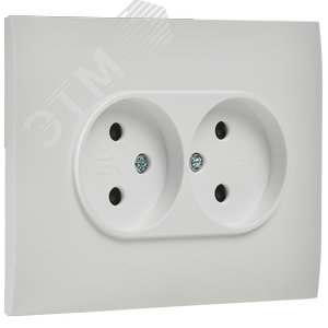 SKANDY Розетка 2-местная без заземления с защитными шторками 10А в сборе SK-R09W арктический белый IEK - фото 3