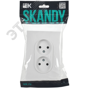 SKANDY Розетка 2-местная без заземления с защитными шторками 10А в сборе SK-R09W арктический белый IEK - фото 7