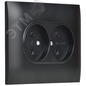 SKANDY Розетка 2-местная без заземления с защитными шторками 10А в сборе SK-R09Bl черный IEK - фото 3