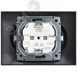 SKANDY Розетка 2-местная без заземления с защитными шторками 10А в сборе SK-R09Bl черный IEK - фото 6