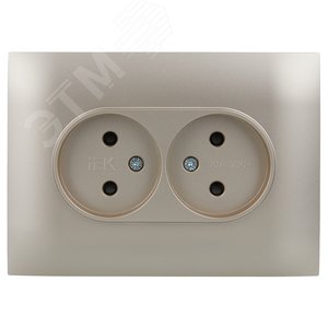 SKANDY Розетка 2-местная без заземления с защитными шторками 10А в сборе SK-R09Sh шампань IEK - фото 2