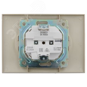 SKANDY Розетка 2-местная без заземления с защитными шторками 10А в сборе SK-R09Sh шампань IEK - фото 3