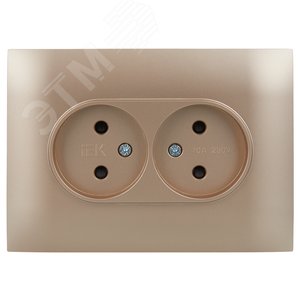 SKANDY Розетка 2-местная без заземления с защитными шторками 10А в сборе SK-R09Sa песочный IEK - фото 2