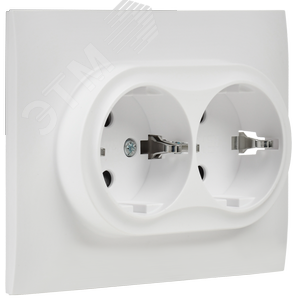 SKANDY Розетка 2-местная с заземлением с защитными шторками 16А в сборе SK-R07W арктический белый IEK - фото 3
