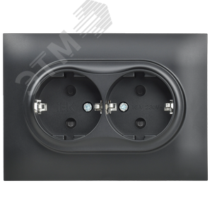 SKANDY Розетка 2-местная с заземлением с защитными шторками 16А в сборе SK-R07Bl черный IEK - фото 2