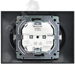 SKANDY Розетка 2-местная с заземлением с защитными шторками 16А в сборе SK-R07Bl черный IEK - фото 6