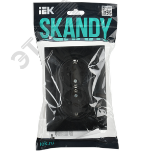 SKANDY Розетка 2-местная с заземлением с защитными шторками 16А в сборе SK-R07Bl черный IEK - фото 7