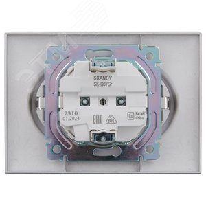 SKANDY Розетка 2-местная с заземлением с защитными шторками 16А в сборе SK-R07Gr серый IEK - фото 3