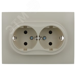 SKANDY Розетка 2-местная с заземлением с защитными шторками 16А в сборе SK-R07B бежевый IEK - фото 2