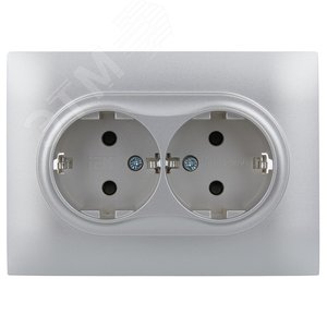 SKANDY Розетка 2-местная с заземлением с защитными шторками 16А в сборе SK-R07S серебряный IEK - фото 2