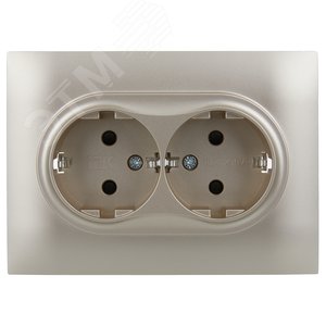 SKANDY Розетка 2-местная с заземлением с защитными шторками 16А в сборе SK-R07Sh шампань IEK - фото 2