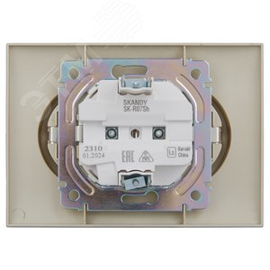 SKANDY Розетка 2-местная с заземлением с защитными шторками 16А в сборе SK-R07Sh шампань IEK - фото 3