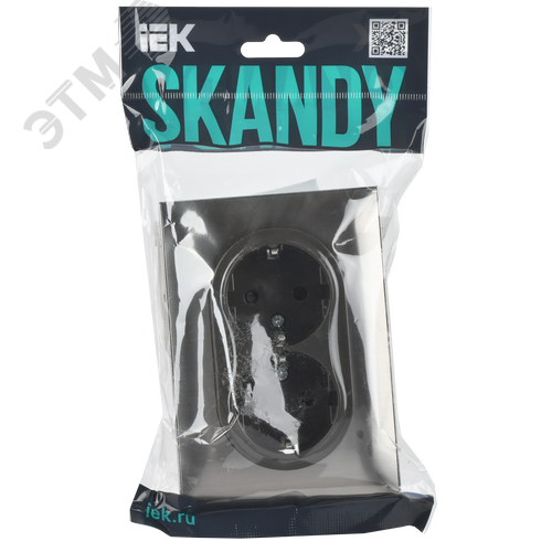 SKANDY Розетка 2-местная с заземлением с защитными шторками 16А в сборе SK-R07N никель IEK - фото 2