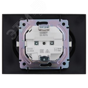 SKANDY Розетка 2-местная с заземлением с защитными шторками 16А в сборе SK-R07G графит IEK - фото 3