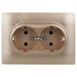 SKANDY Розетка 2-местная с заземлением с защитными шторками 16А в сборе SK-R07Sa песочный IEK - фото 2