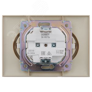 SKANDY Розетка 2-местная с заземлением с защитными шторками 16А в сборе SK-R07Sa песочный IEK - фото 3