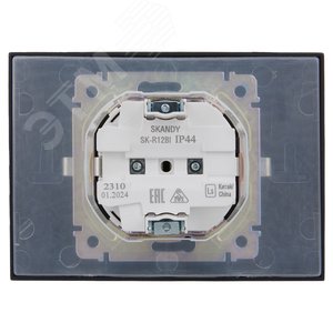 SKANDY Розетка 2-местная и крышкой 16А в сборе IP44 SK-R12Bl черный IEK - фото 3