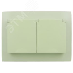 SKANDY Розетка 2-местная и крышкой 16А в сборе IP44 SK-R12G мятный IEK - фото 2