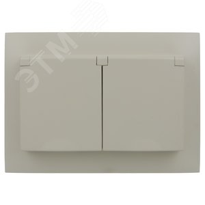 SKANDY Розетка 2-местная и крышкой 16А в сборе IP44 SK-R12B бежевый IEK - фото 2