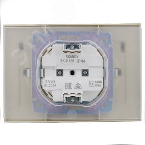 SKANDY Розетка 2-местная и крышкой 16А в сборе IP44 SK-R12B бежевый IEK - фото 3