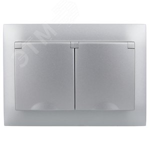 SKANDY Розетка 2-местная и крышкой 16А в сборе IP44 SK-R12S серебряный IEK - фото 2